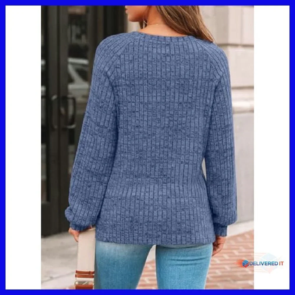Long Sleeve Tunic Sweater Top Button Detail Casual Work Wear Plus Size